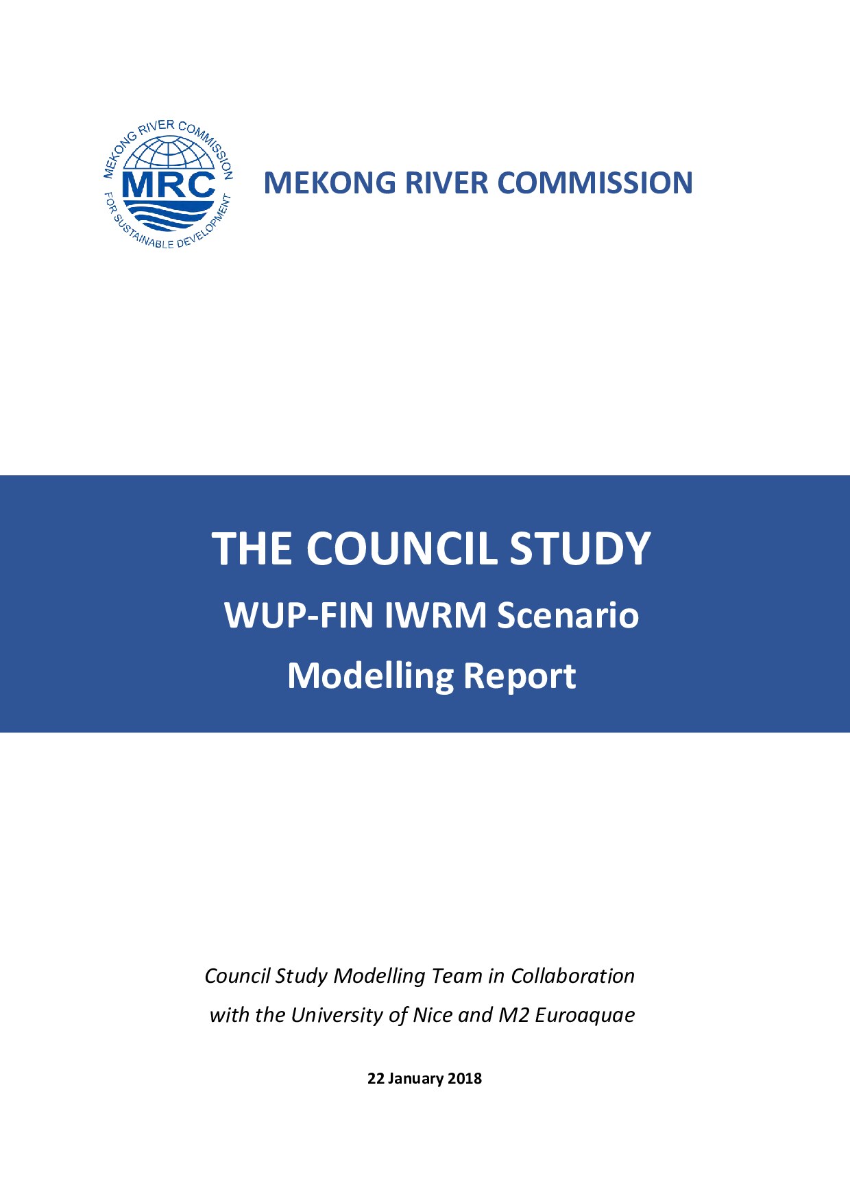 THE COUNCIL STUDY WUP-FIN IWRM Scenario Modelling Report